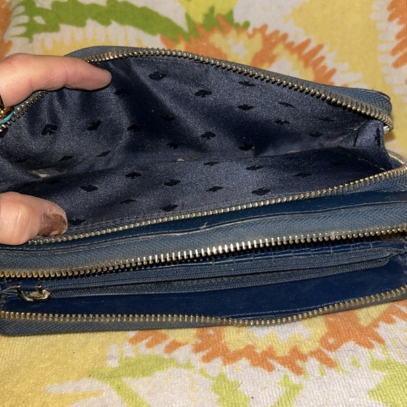 Kate Spade pebbled navy leather zip wallet large - Picture 4 of 9